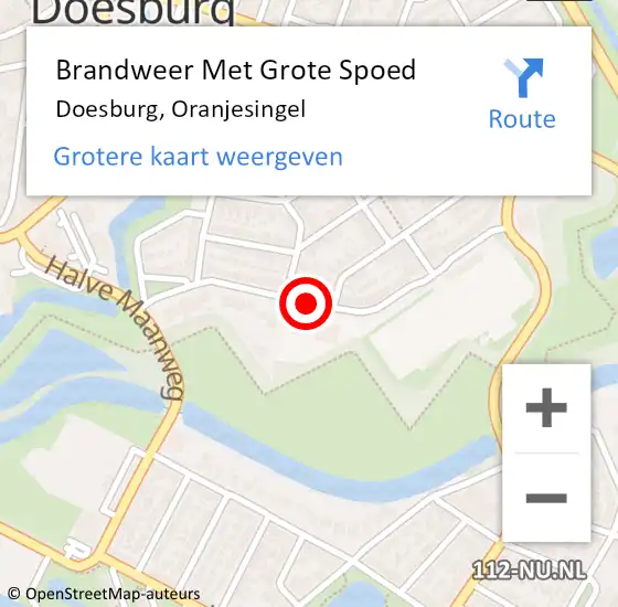 Locatie op kaart van de 112 melding: Brandweer Met Grote Spoed Naar Doesburg, Oranjesingel op 25 januari 2020 15:11