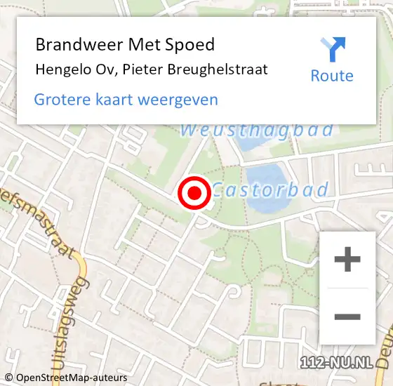 Locatie op kaart van de 112 melding: Brandweer Met Spoed Naar Hengelo Ov, Pieter Breughelstraat op 25 januari 2020 15:12