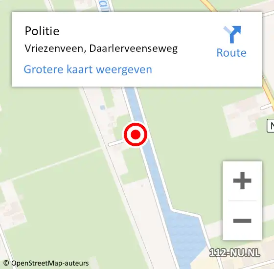 Locatie op kaart van de 112 melding: Politie Vriezenveen, Daarlerveenseweg op 25 januari 2020 16:19