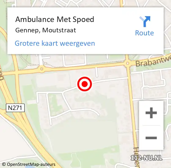 Locatie op kaart van de 112 melding: Ambulance Met Spoed Naar Gennep, Moutstraat op 25 januari 2020 17:34