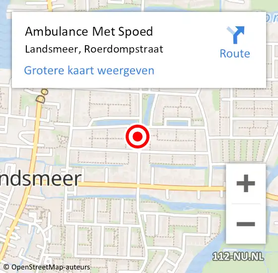 Locatie op kaart van de 112 melding: Ambulance Met Spoed Naar Landsmeer, Roerdompstraat op 25 januari 2020 18:12