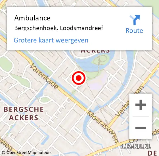 Locatie op kaart van de 112 melding: Ambulance Bergschenhoek, Loodsmandreef op 25 januari 2020 18:15