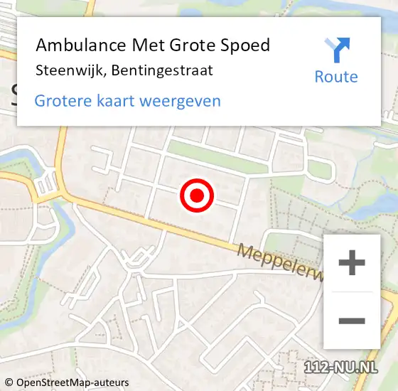 Locatie op kaart van de 112 melding: Ambulance Met Grote Spoed Naar Steenwijk, Bentingestraat op 25 januari 2020 18:34