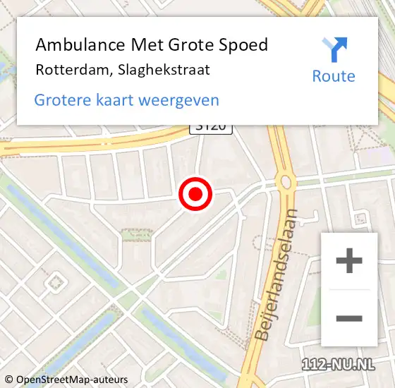 Locatie op kaart van de 112 melding: Ambulance Met Grote Spoed Naar Rotterdam, Slaghekstraat op 25 januari 2020 18:59