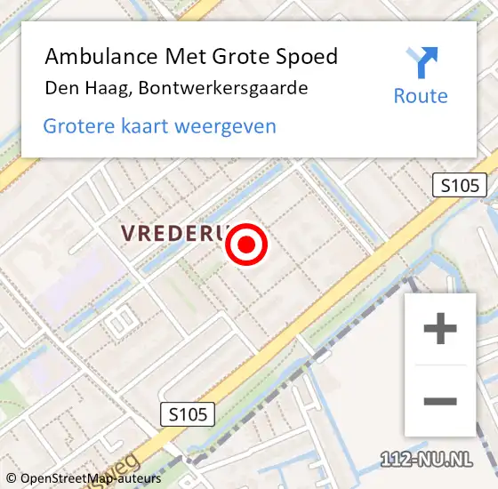 Locatie op kaart van de 112 melding: Ambulance Met Grote Spoed Naar Den Haag, Bontwerkersgaarde op 25 januari 2020 19:40