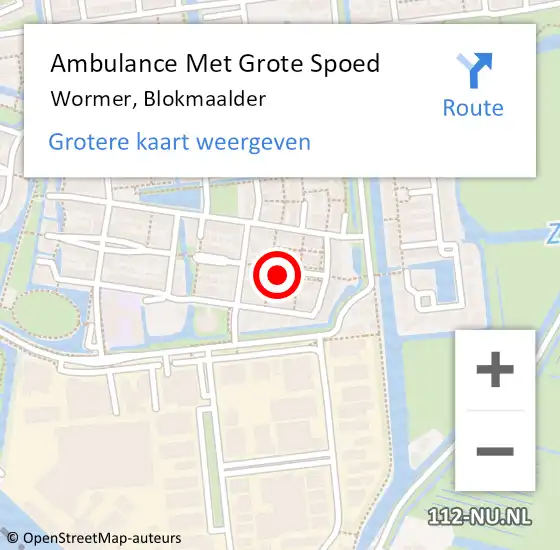 Locatie op kaart van de 112 melding: Ambulance Met Grote Spoed Naar Wormer, Blokmaalder op 25 januari 2020 21:34