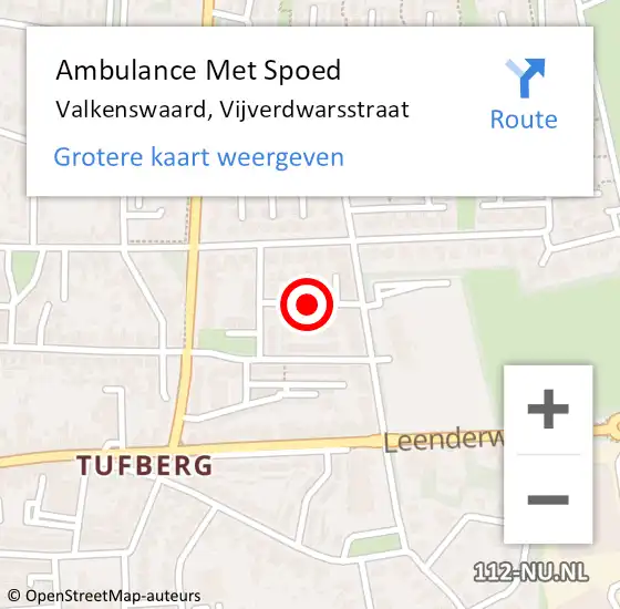 Locatie op kaart van de 112 melding: Ambulance Met Spoed Naar Valkenswaard, Vijverdwarsstraat op 25 januari 2020 21:41