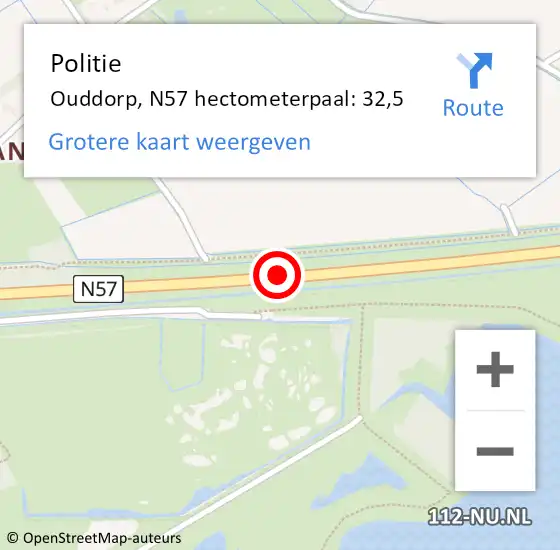 Locatie op kaart van de 112 melding: Politie Ouddorp, N57 hectometerpaal: 32,5 op 25 januari 2020 22:42