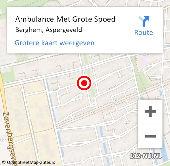 Locatie op kaart van de 112 melding: Ambulance Met Grote Spoed Naar Berghem, Aspergeveld op 25 januari 2020 22:55