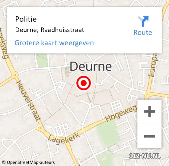 Locatie op kaart van de 112 melding: Politie Deurne, Raadhuisstraat op 25 januari 2020 23:11