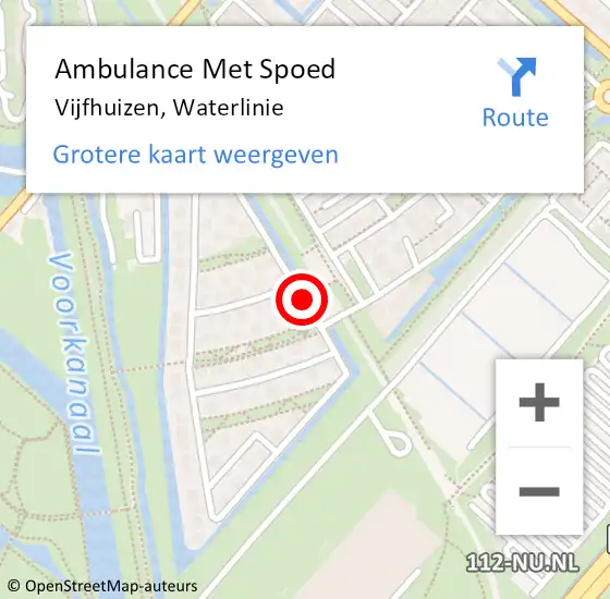 Locatie op kaart van de 112 melding: Ambulance Met Spoed Naar Vijfhuizen, Waterlinie op 25 januari 2020 23:23