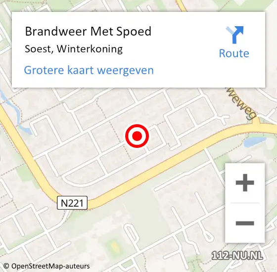 Locatie op kaart van de 112 melding: Brandweer Met Spoed Naar Soest, Winterkoning op 26 januari 2020 00:17