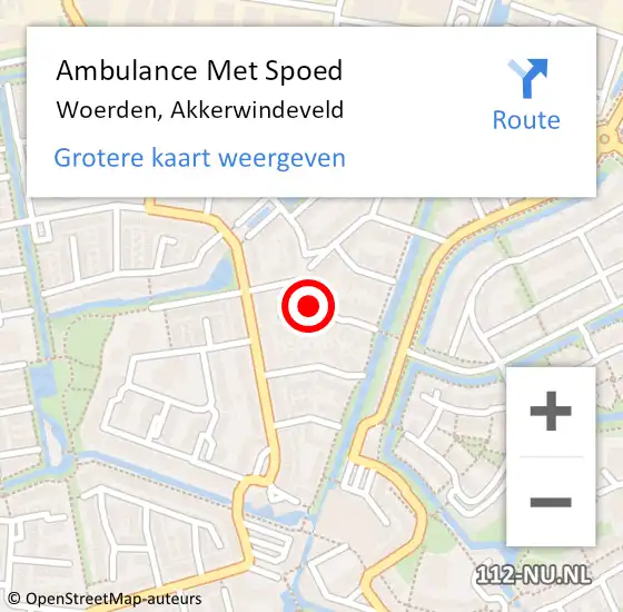 Locatie op kaart van de 112 melding: Ambulance Met Spoed Naar Woerden, Akkerwindeveld op 26 januari 2020 00:20