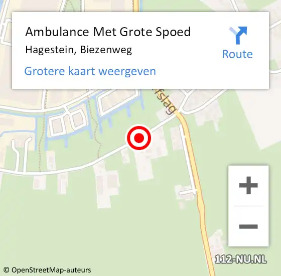 Locatie op kaart van de 112 melding: Ambulance Met Grote Spoed Naar Hagestein, Biezenweg op 26 januari 2020 00:24