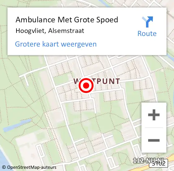 Locatie op kaart van de 112 melding: Ambulance Met Grote Spoed Naar Hoogvliet, Alsemstraat op 26 januari 2020 00:44