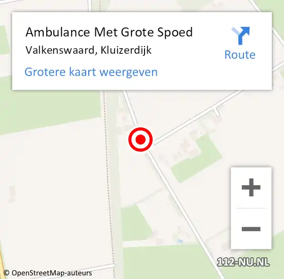 Locatie op kaart van de 112 melding: Ambulance Met Grote Spoed Naar Valkenswaard, Kluizerdijk op 26 januari 2020 01:17