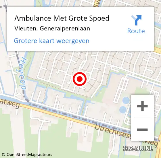 Locatie op kaart van de 112 melding: Ambulance Met Grote Spoed Naar Vleuten, Generalperenlaan op 26 januari 2020 03:00