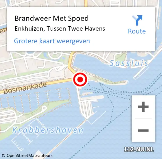 Locatie op kaart van de 112 melding: Brandweer Met Spoed Naar Enkhuizen, Tussen Twee Havens op 26 januari 2020 04:41