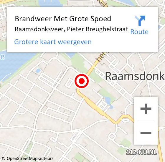 Locatie op kaart van de 112 melding: Brandweer Met Grote Spoed Naar Raamsdonksveer, Pieter Breughelstraat op 26 januari 2020 05:27