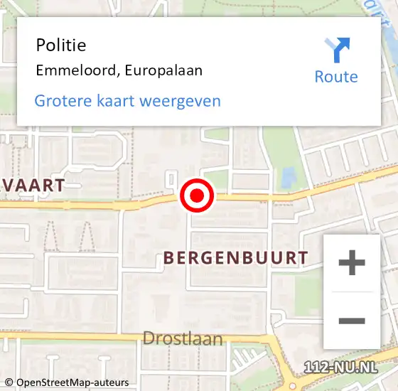 Locatie op kaart van de 112 melding: Politie Emmeloord, Europalaan op 26 januari 2020 05:32