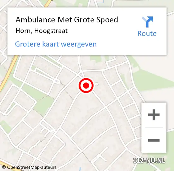 Locatie op kaart van de 112 melding: Ambulance Met Grote Spoed Naar Horn, Hoogstraat op 26 januari 2020 07:33