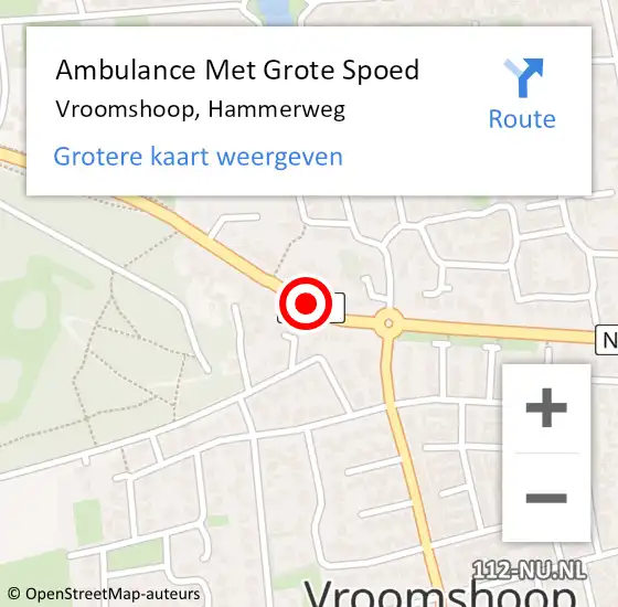 Locatie op kaart van de 112 melding: Ambulance Met Grote Spoed Naar Vroomshoop, Hammerweg op 26 januari 2020 09:19
