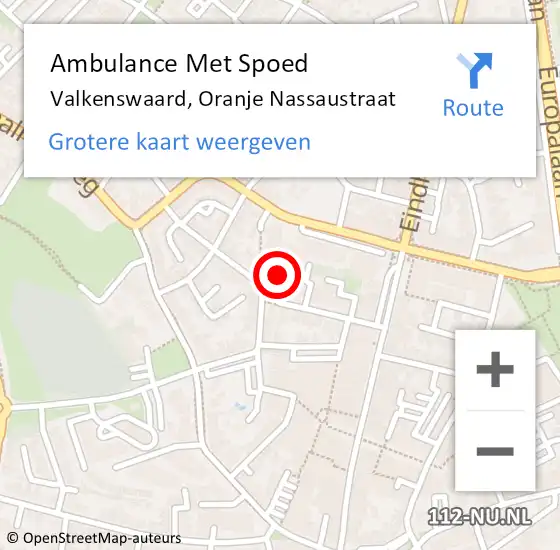 Locatie op kaart van de 112 melding: Ambulance Met Spoed Naar Valkenswaard, Oranje Nassaustraat op 26 januari 2020 09:30