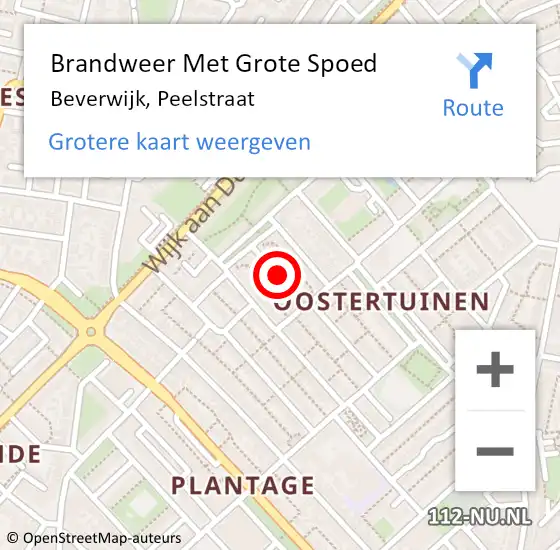 Locatie op kaart van de 112 melding: Brandweer Met Grote Spoed Naar Beverwijk, Peelstraat op 26 januari 2020 10:31