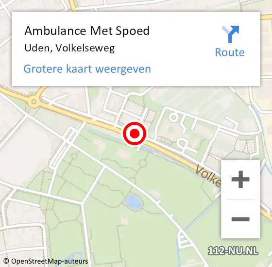 Locatie op kaart van de 112 melding: Ambulance Met Spoed Naar Uden, Volkelseweg op 26 januari 2020 11:53