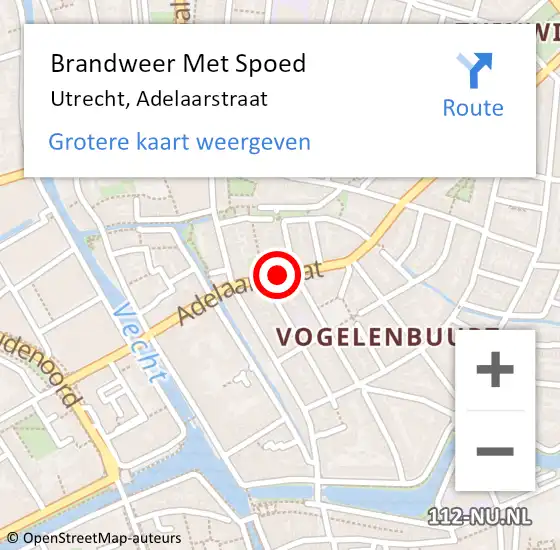 Locatie op kaart van de 112 melding: Brandweer Met Spoed Naar Utrecht, Adelaarstraat op 26 januari 2020 13:49