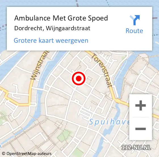 Locatie op kaart van de 112 melding: Ambulance Met Grote Spoed Naar Dordrecht, Wijngaardstraat op 26 januari 2020 13:49