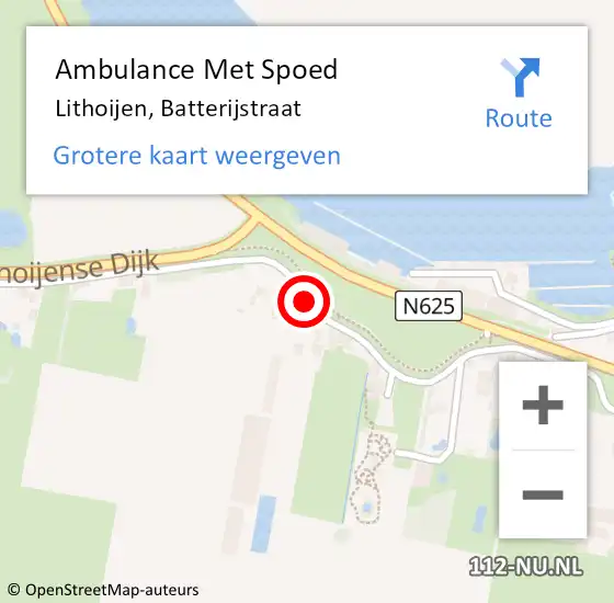 Locatie op kaart van de 112 melding: Ambulance Met Spoed Naar Lithoijen, Batterijstraat op 26 januari 2020 14:51