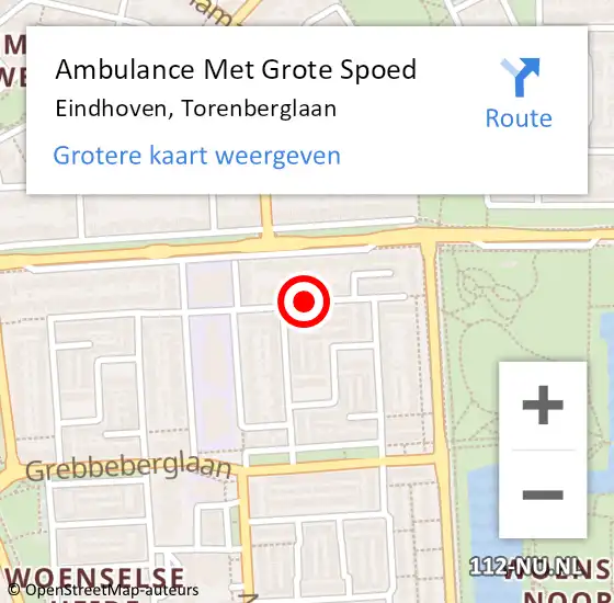 Locatie op kaart van de 112 melding: Ambulance Met Grote Spoed Naar Eindhoven, Torenberglaan op 26 januari 2020 15:21