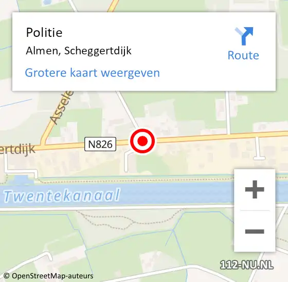 Locatie op kaart van de 112 melding: Politie Almen, Scheggertdijk op 26 januari 2020 15:58