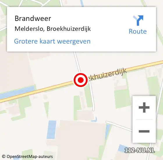 Locatie op kaart van de 112 melding: Brandweer Melderslo, Broekhuizerdijk op 26 januari 2020 16:36