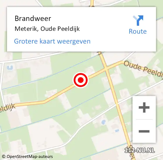 Locatie op kaart van de 112 melding: Brandweer Meterik, Oude Peeldijk op 26 januari 2020 16:46