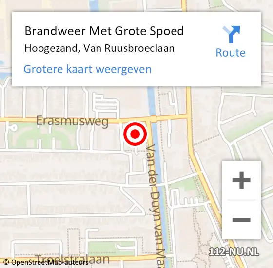 Locatie op kaart van de 112 melding: Brandweer Met Grote Spoed Naar Hoogezand, Van Ruusbroeclaan op 26 januari 2020 18:03