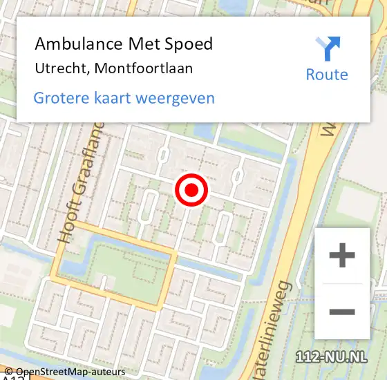 Locatie op kaart van de 112 melding: Ambulance Met Spoed Naar Utrecht, Montfoortlaan op 26 januari 2020 18:21