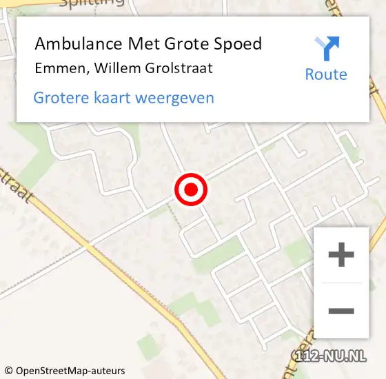 Locatie op kaart van de 112 melding: Ambulance Met Grote Spoed Naar Emmen, Willem Grolstraat op 26 januari 2020 18:37