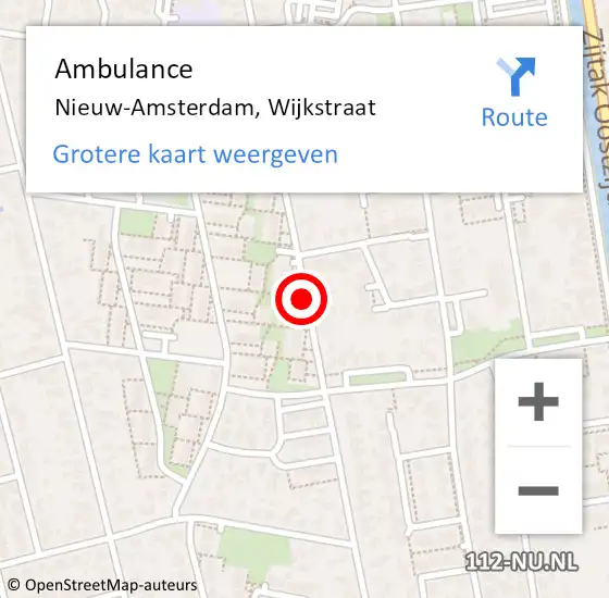 Locatie op kaart van de 112 melding: Ambulance Nieuw-Amsterdam, Wijkstraat op 26 januari 2020 19:11