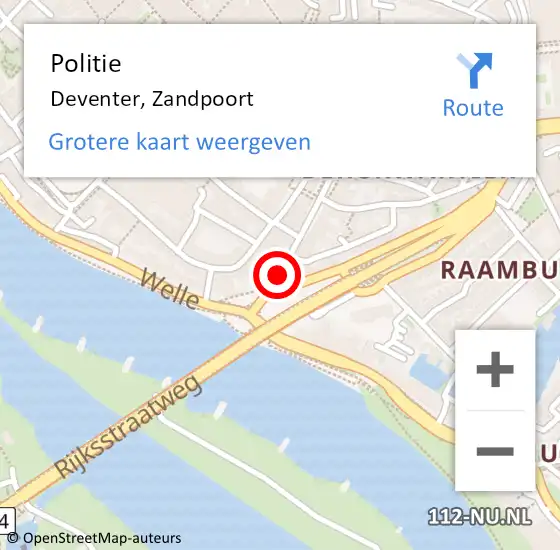 Locatie op kaart van de 112 melding: Politie Deventer, Zandpoort op 26 januari 2020 19:22