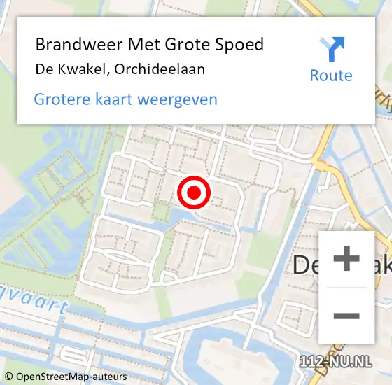 Locatie op kaart van de 112 melding: Brandweer Met Grote Spoed Naar De Kwakel, Orchideelaan op 26 januari 2020 19:51