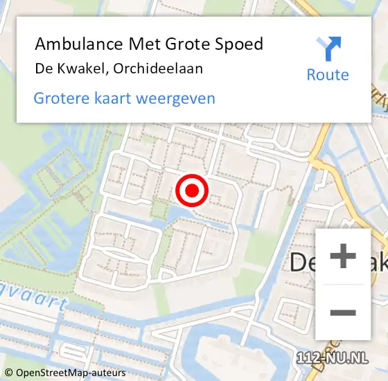 Locatie op kaart van de 112 melding: Ambulance Met Grote Spoed Naar De Kwakel, Orchideelaan op 26 januari 2020 19:51