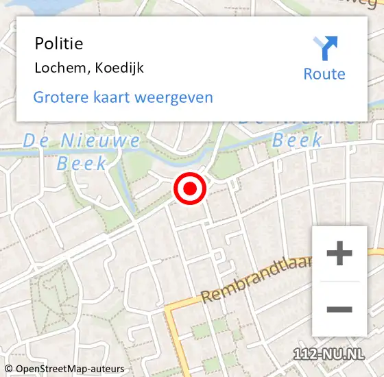 Locatie op kaart van de 112 melding: Politie Lochem, Koedijk op 26 januari 2020 20:27