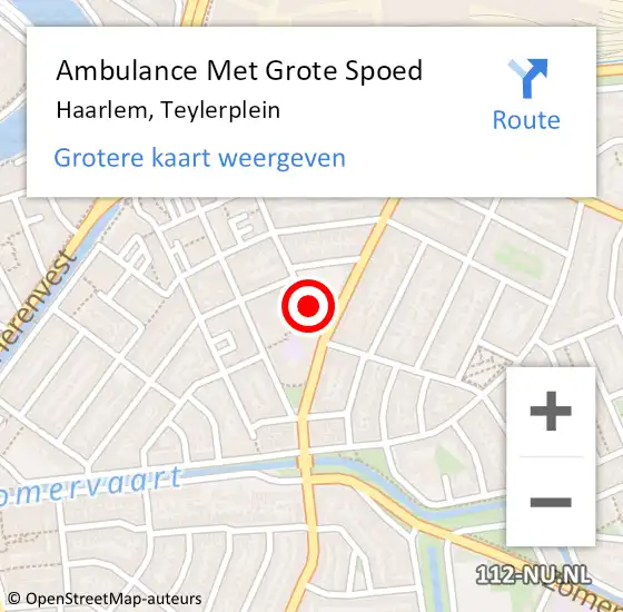 Locatie op kaart van de 112 melding: Ambulance Met Grote Spoed Naar Haarlem, Teylerplein op 26 januari 2020 21:45