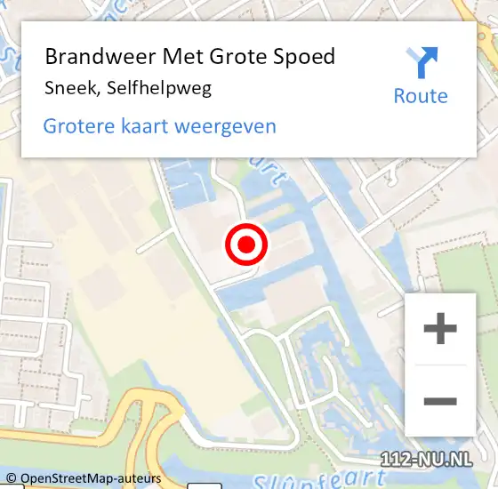 Locatie op kaart van de 112 melding: Brandweer Met Grote Spoed Naar Sneek, Selfhelpweg op 27 januari 2020 01:14