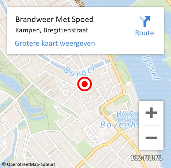 Locatie op kaart van de 112 melding: Brandweer Met Spoed Naar Kampen, Bregittenstraat op 26 april 2014 17:02