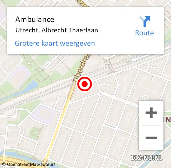 Locatie op kaart van de 112 melding: Ambulance Utrecht, Albrecht Thaerlaan op 27 januari 2020 08:01