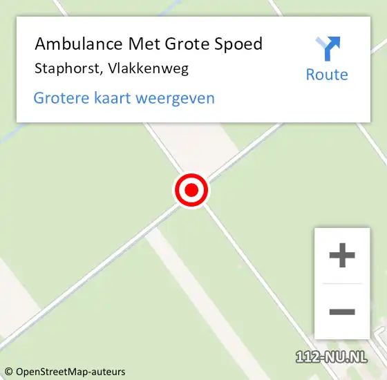 Locatie op kaart van de 112 melding: Ambulance Met Grote Spoed Naar Staphorst, Vlakkenweg op 27 januari 2020 09:11