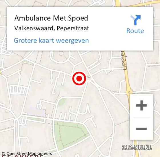 Locatie op kaart van de 112 melding: Ambulance Met Spoed Naar Valkenswaard, Peperstraat op 27 januari 2020 09:55